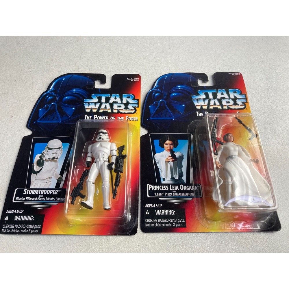 Vintage 1995 Star Wars Saga POTF Red Collection Stormtrooper and Princess Leia